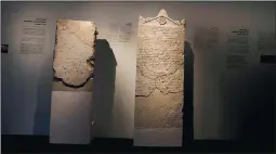  ?? ?? The Heliodorus Stele (right) is displayed Jan. 5 at the Israel Museum.