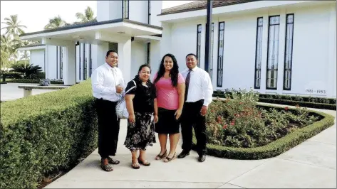  ?? Photo courtesy of Henry Anitema ?? Wailuku resident Henry Anitema (far right) poses with some members of his family in this undated photo. His mother, Moana Latu (second from left) survived the undersea volcanic eruption and tsunami in Tonga last month. Other family members in the photo include his younger brother, Joshua Anitema, and Henry Anitema’s wife, Leka Anitema.