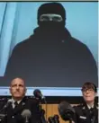  ??  ?? Video footage showing Aaron Driver is seen behind RCMP officials at a press conference.