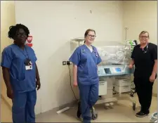  ??  ?? The NICU Nightingal­es: nurses Olukemi Makinde (Paediatric Register) Lisa Kelly (staff Midwife) and Catherine Colgan (NM1).