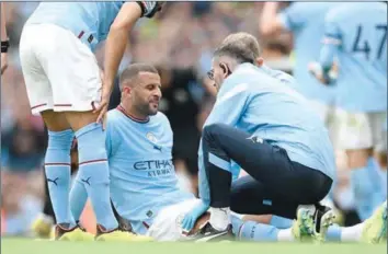  ?? ?? England’s Kyle Walker after sustaining an injury during the English Premier League recently.