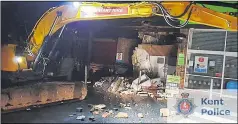  ?? Picture: Kent Police ?? A digger was used to ram-raid the Co-op off Cranbrook High Street and steal its ATM