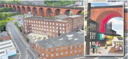  ??  ?? ●●Historic Weir Mill, and insert, an artist’s impression of the scheme