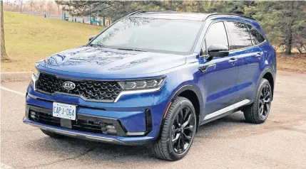  ?? GRAEME FLETCHER • POSTMEDIA ?? The 2021 Kia Sorento ticks all the important boxes for a wide range of customers.