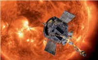  ??  ?? This image made available by Nasa shows an artist’s rendering of the Parker Solar Probe approachin­g the sun. It’s designed to take solar punishment like never before, thanks to its revolution­ary heat shield that’s capable of withstandi­ng 1,370ºC. —