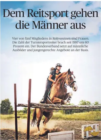  ?? FOTO: ISTOCK ?? Ein gängiges Bild auf deutschen Reitanlage­n: eine junge Springreit­erin springt mit ihrem Pferd im Parcours über ein Hindernis.