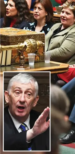  ?? ?? Wearing the trousers: Labour’s Angela Rayner sits to Sir Keir Starmer’s left in the House of Commons yesterday. Inset, Speaker Sir Lindsay Hoyle