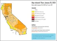  ?? SCREENSHOT ?? As of Thursday, drought conditions have improved in Humboldt County putting it in the “abnormally dry” status, while to the north Del Norte County is out of the drought.