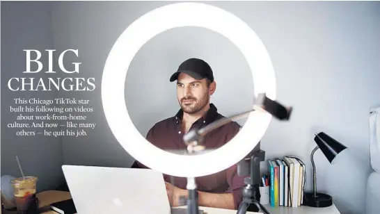  ?? ARMANDO L. SANCHEZ/CHICAGO TRIBUNE ?? Rod Thill gained popularity on TikTok by making videos during the pandemic about millennial anxiety and corporate work-from-home culture.