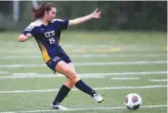  ??  ?? Chattanoog­a Christian’s Ellie Montgomery plays the ball against Boyd-Buchanan on Tuesday.