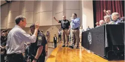  ?? PHOTO: REUTERS ?? ‘‘You are doing nothing!’’ . . . Democratic gubernator­ial candidate Beto O’Rourke interrupts a press conference held by Texas Governor Greg Abbott on Thursday, a day after a shooting at Robb Elementary School that left 21 dead including 19 children, in Uvalde, Texas.