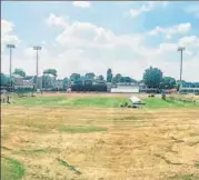  ?? PTI ?? ▪ A view of the ground showing the condition of the pitch and outfield ahead of India's practice match against Essex in Chelmsford.