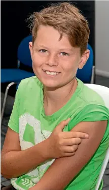  ?? ?? Ethan Court, 11, yesterday became the first child in Taranaki aged 5-11 to have the Pfizer vaccine.