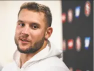  ?? Cody Glenn / Icon Sportswire via Getty Images ?? Rookie passrusher Nick Bosa, 21, said he has become friendly with tackle Joe Staley, 34.