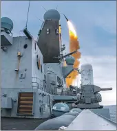 ?? ?? HMS Dragon, a Royal Navy Type 45 destroyer carrying out a successful firing of a Sea Viper missile in the Atlantic during a previous Exercise Formidable Shield.