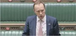  ??  ?? Health Secretary Matt Hancock makes a statement on Covid-19 in the House of Commons confirming local lockdown restrictio­ns will be introduced in Northumber­land, North Tyneside, South Tyneside, Newcastle-uponTyne, Gateshead, Sunderland and County Durham. PA Photo.