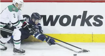  ?? BRIAN DONOGH / WINNIPEG SUN / POSTMEDIA NETWORK ?? Patrick Laine, right, has six goals and eight points in nine NHL games this season.