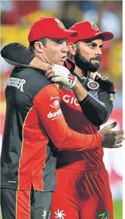  ?? BCCI ?? AB de Villiers and Virat Kohli (right) will again be key to RCB’S success this season.