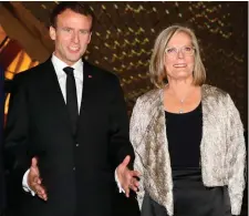  ??  ?? Emmanuel Macron with Lucy Turnbull in Sydney. Photo: AFP/Getty