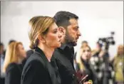  ?? EVGENIY MALOLETKA AP ?? Ukrainian President Volodymyr Zelenskyy and his wife, Olena Zelenska, at a ceremony to honor the late former Ukrainian President Leonid Kravchuk.