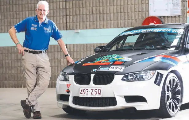  ?? Picture: STEWART McLEAN ?? REVVED-UP: Targa Great Barrier Reef Cairns competitor Murray Young, with his 2012 BMW M3 that he will race with co-driver Scott Griffin in the GT Production class. He’s expecting a different experience to last year, when he raced in a 1973 Datsun 180B.