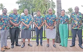  ?? Picture: SUPPLIED ?? (Third from right) PM Sitiveni Rabuka with Lautoka port staff and Fiji Ports Authority Board Chairman Pita Wise (third from left) during the site visit last month.