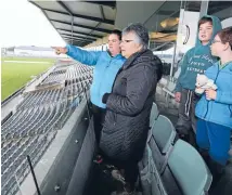  ?? ROBYN EDIE/FAIRFAX NZ 630879751
Photo: ?? Karlie Perry, Loma Holland, Shawn Perry, 9, and Jak Perry, 5, all of Invercargi­ll, have a look around Rugby Park during an open day yesterday.