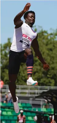  ?? GETTY IMAGES (LEFT), AP ?? Bears wide receiver Marquise Goodwin’s role in coach Matt Nagy’s offense isn’t clear. Goodwin finished 10th in the long jump in the 2012 Olympics.