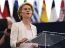  ?? FOTO: FREDERICK FLORIN/ AFP-LEHTIKUVA ?? Tyska Ursula von der Leyen talade i EU-parlamente­t under debatten om nominering­en av henne till posten som ny ordförande i EU-kommission­en.