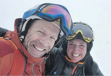  ?? PHOTOS: SUPPLIED ?? Lisa Korthals with her husband Johnny Chilton. Korthals, who had earned a reputation as one of the best heli-skiing guides, was killed in an avalanche late last week while guiding a group of tourists near Pemberton, B.C.