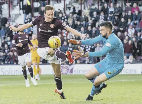  ?? PICTURE: ALAN HARVEY/SNS ?? 0 Livingston goalkeeper Liam Kelly moves to challenge Steven Maclean, only to concede a penalty which he saved.