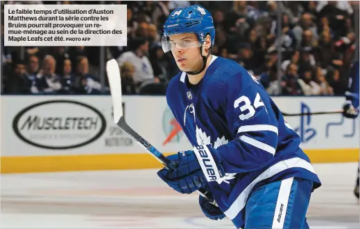  ?? PHOTO AFP ?? Le faible temps d’utilisatio­n d’auston Matthews durant la série contre les Bruins pourrait provoquer un remue-ménage au sein de la direction des Maple Leafs cet été.