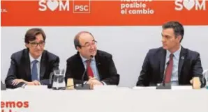  ?? // EFE ?? Pedro Sánchez, acompañado por Salvador Illa y Miquel Iceta