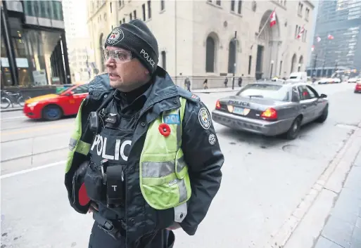  ?? VINCE TALOTTA TORONTO STAR ?? The current police schedule has three overlappin­g shifts: a 10-hour day, 10-hour evening, and eight-hour night shift — a total of 28 hours for each 24-hour day.