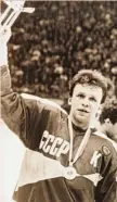  ??  ?? Left: Former Red Army and NHL hockey star Viacheslav “Slava” Fetisov. Above: Fetisov in his prime with the Red Army hockey team.