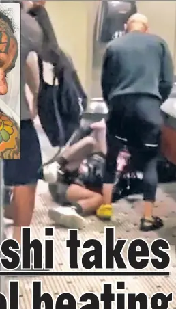  ?? ?? MARKED: Rapper Tekashi 6ix9ine (above), a former Bloods member who took a plea deal to rat out fellow gang members, was brutally beaten in the restroom of a Florida gym (right). The attackers’ motive is unknown.