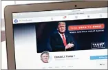  ??  ?? Trump’s old Facebook page: Gone for good?