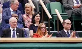  ?? Photograph: John Walton/PA ?? Sarah Gilbert in the royal box at Centre Court on day one of Wimbledon, 2021, where she received a standing ovation.