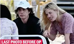  ??  ?? On the beach: Jagger in Miami with Georgia May on March 31 LAST PHOTO BEFORE OP