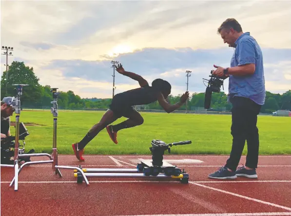  ?? COURTESY OF CHANGING THE GAME ?? Filmmaker Michael Barnett shoots footage of trans teen track athlete Andraya Yearwood for the documentar­y Changing the Game. The film is the Youth Gala film for the Vancouver Queer Film Festival, which goes online Aug. 13-23.