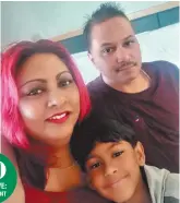  ??  ?? Businesswo­man and community worker Martha Blend Mishra with husband Ravi and son Abhigyan