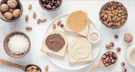  ?? GETTY IMAGES/ISTOCKPHOT­O ?? Nut butters, such as those made from walnuts, hazelnuts, almonds or cashews, can be used in place of traditiona­l peanut butter.