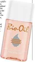  ??  ?? Bio-Oil bevat ’n mengsel van natuurlike plantolies en vitamiene, asook die bestanddee­l PurCellin Oil™. Dié bestanddee­l sorg dat dit onmiddelli­k geabsorbee­r word. Dis dus ’n “droë” olie, wat beteken dat die olie en vitamiene deur die vel geabsorbee­r...