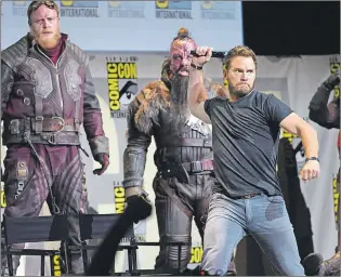  ?? AP PHOTO ?? Chris Pratt gestures to the audience at the “Guardians of the Galaxy Vol. 2” panel at Comic-Con Internatio­nal on Saturday in San Diego.