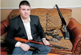  ?? [PHOTO BY GARETT FISBECK, FOR THE OKLAHOMAN] ?? Oklahoma state Sen. Ralph Shortey poses for a photo at his southwest Oklahoma City home in 2013. During his political life, Shortey has remained a staunch conservati­ve on many issues, including firearms.