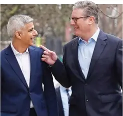  ?? ?? Support: Sadiq Khan and Sir Keir Starmer yesterday