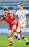  ?? FRANCISCO LEONG/AFP/GETTY IMAGES ?? Jordyn Huitema, right, made her debut with Canadian senior women’s soccer team Wednesday.