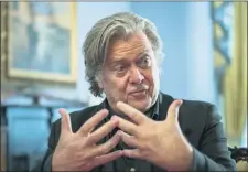  ??  ?? FILE - In this Sunday, Aug. 19, 2018, file photo, Steve Bannon, President Donald Trump’s former chief strategist, talks during an interview with The Associated Press, in Washington.