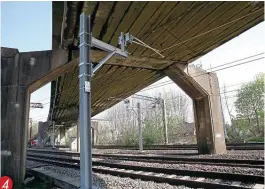  ??  ?? 4. Looking north-east under the concrete viaduct and across the WCML on April 20.