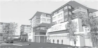  ?? MALLEN GOWING BERZINS ARCHITECTU­RE ?? An artist’s rendering of Onni Corp.’s vision for Colwood Corners.